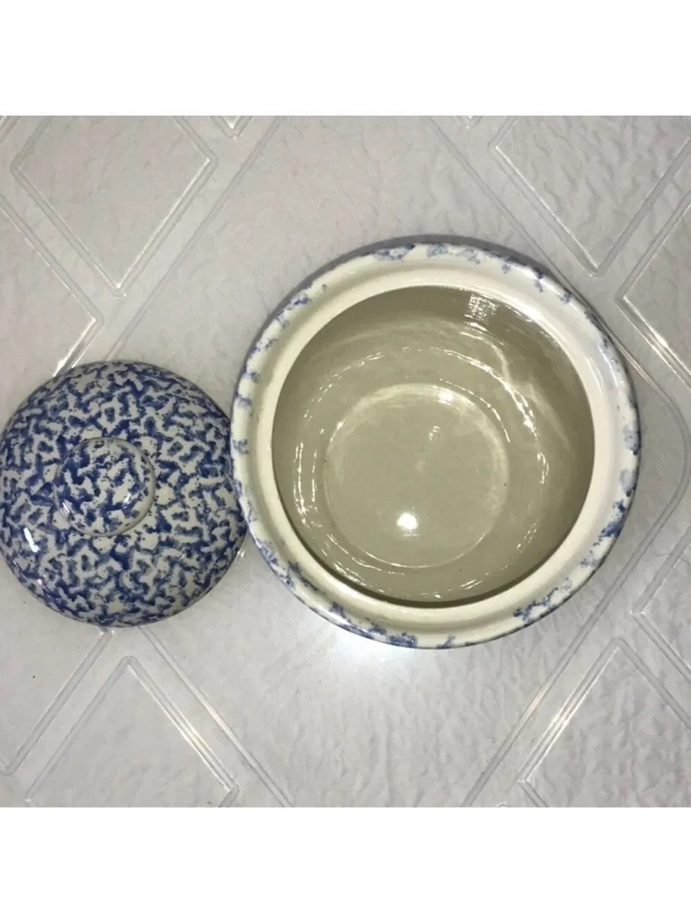 TIENSHAN Sponge Blue Heart Medium Canister & Lid